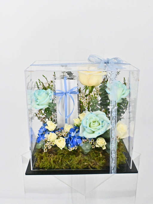 White & Blue Money Box Arrangement