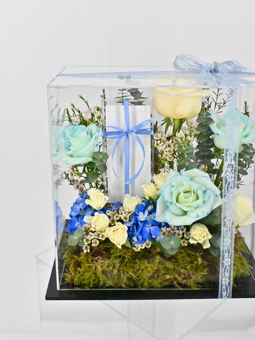 White & Blue Money Box Arrangement